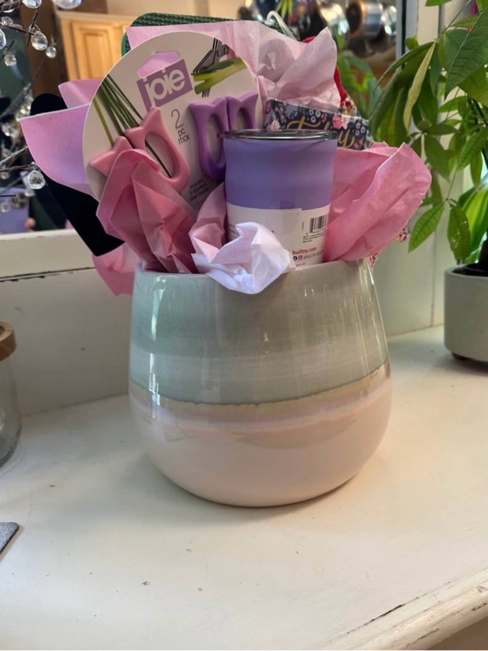 Pastel Ombre Ceramic Planter  With gifts Neutral Pink & Gray